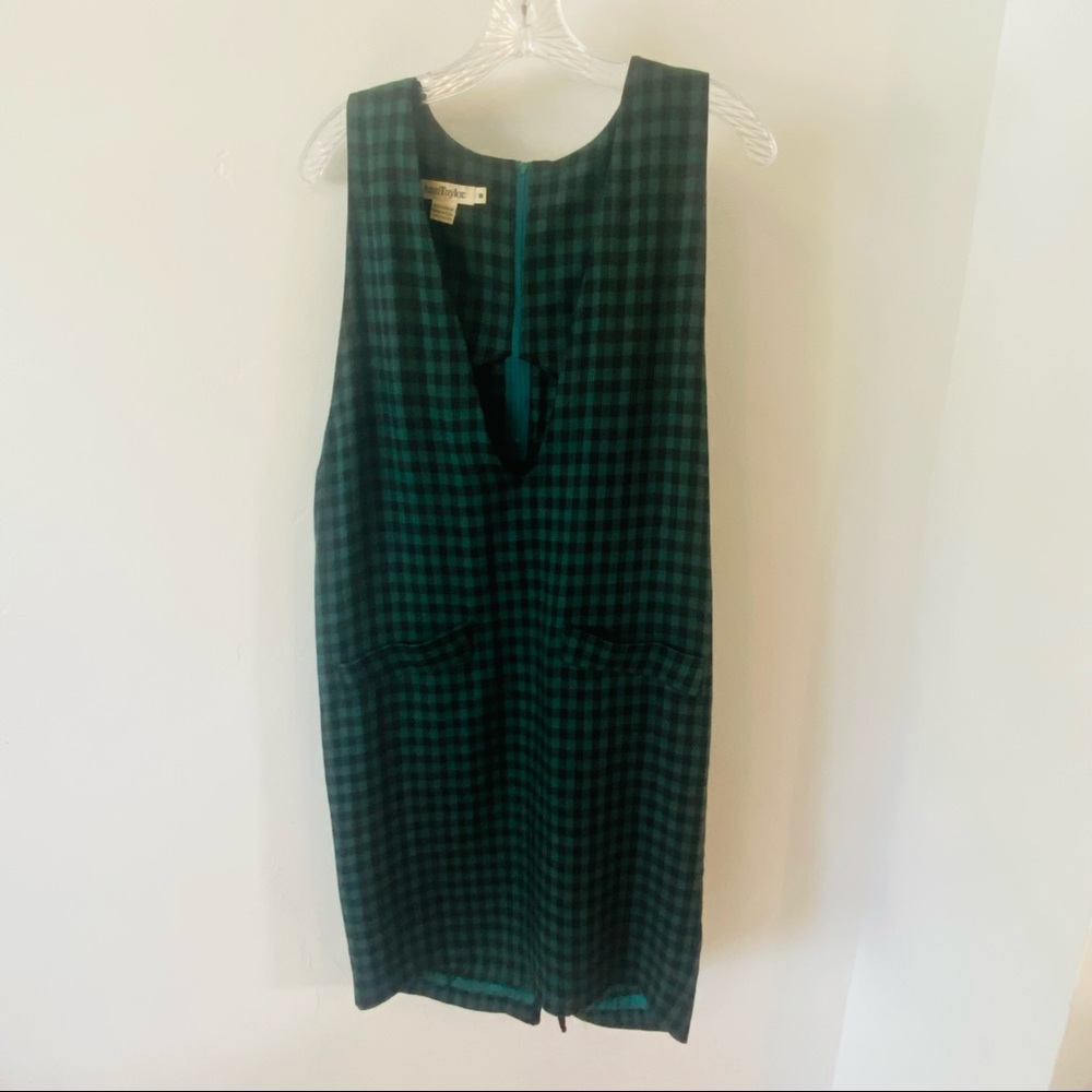 Ann Taylor Sz 8 checkered Overall Dress- Plunging Neckline